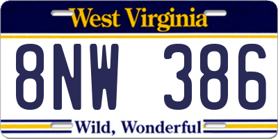 WV license plate 8NW386