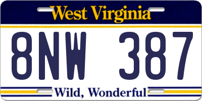 WV license plate 8NW387