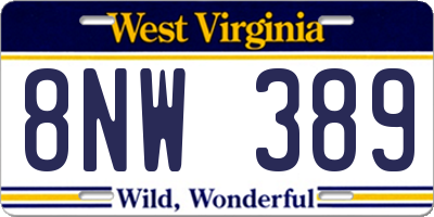 WV license plate 8NW389