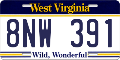 WV license plate 8NW391