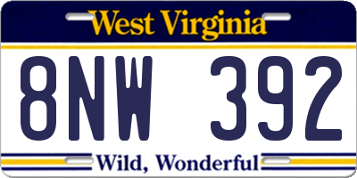 WV license plate 8NW392