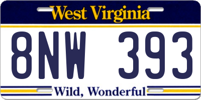 WV license plate 8NW393