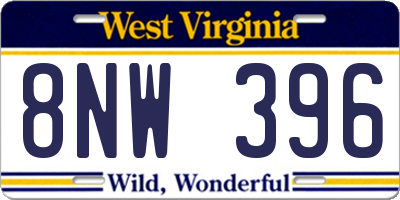 WV license plate 8NW396