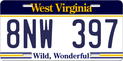 WV license plate 8NW397
