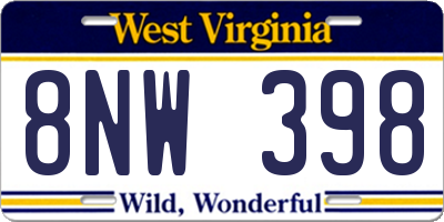 WV license plate 8NW398