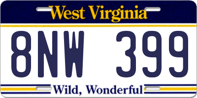 WV license plate 8NW399