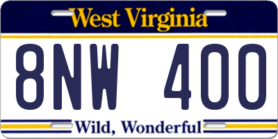 WV license plate 8NW400