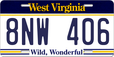 WV license plate 8NW406