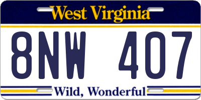 WV license plate 8NW407
