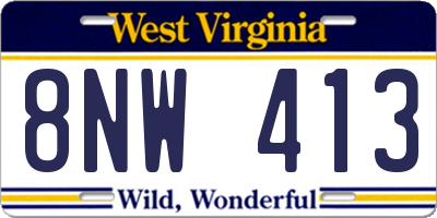 WV license plate 8NW413