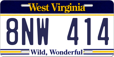 WV license plate 8NW414