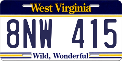 WV license plate 8NW415