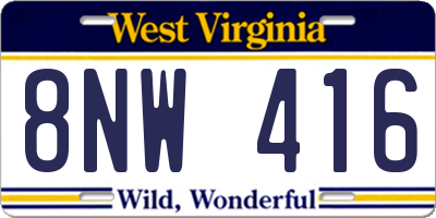 WV license plate 8NW416