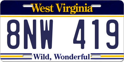 WV license plate 8NW419