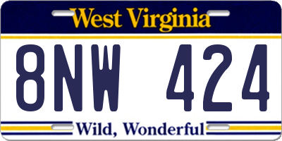WV license plate 8NW424