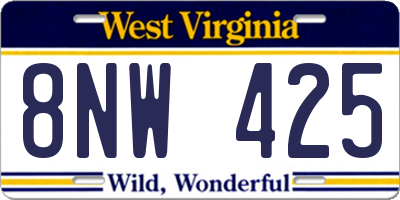 WV license plate 8NW425