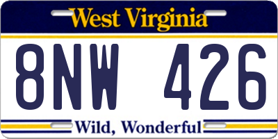 WV license plate 8NW426