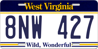WV license plate 8NW427