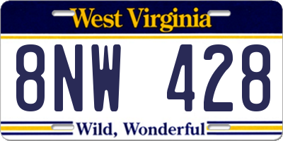 WV license plate 8NW428