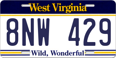 WV license plate 8NW429