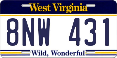 WV license plate 8NW431