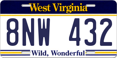 WV license plate 8NW432