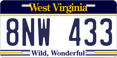 WV license plate 8NW433