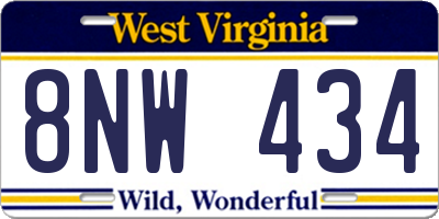 WV license plate 8NW434