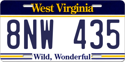 WV license plate 8NW435