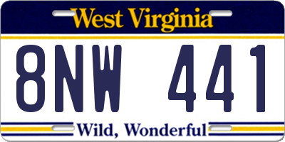 WV license plate 8NW441