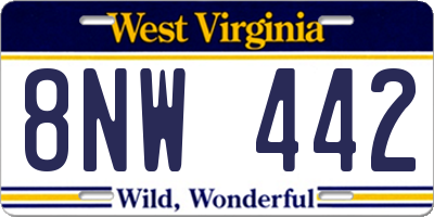 WV license plate 8NW442