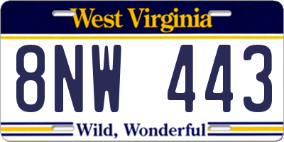 WV license plate 8NW443