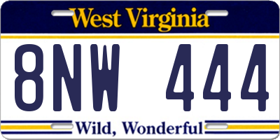 WV license plate 8NW444