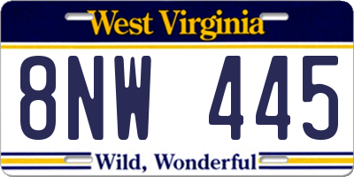 WV license plate 8NW445