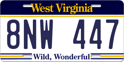 WV license plate 8NW447