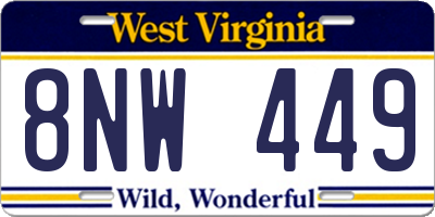 WV license plate 8NW449