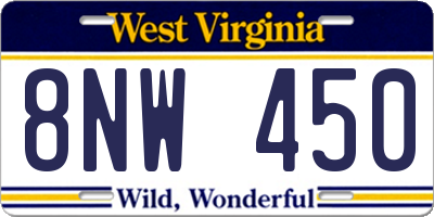 WV license plate 8NW450