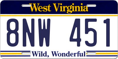WV license plate 8NW451