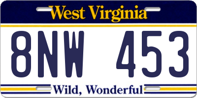 WV license plate 8NW453