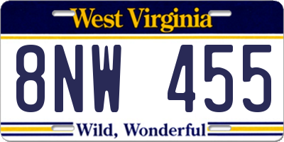 WV license plate 8NW455