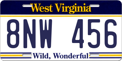 WV license plate 8NW456