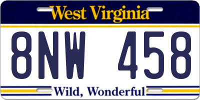 WV license plate 8NW458
