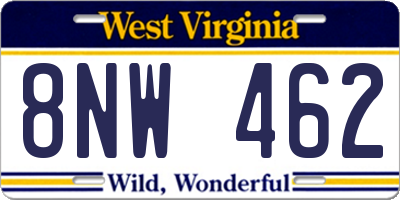 WV license plate 8NW462