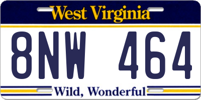 WV license plate 8NW464