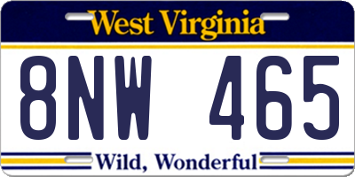 WV license plate 8NW465