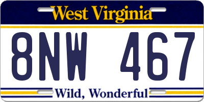 WV license plate 8NW467