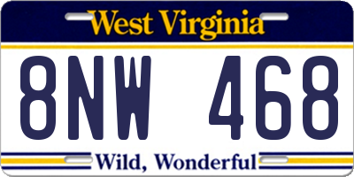 WV license plate 8NW468