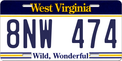 WV license plate 8NW474