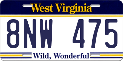 WV license plate 8NW475