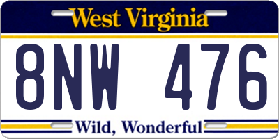 WV license plate 8NW476